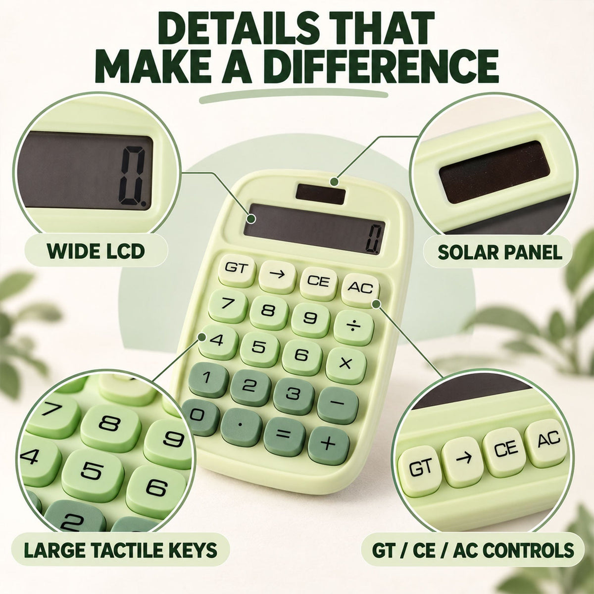 Mechanical Switch Desktop Calculator with Large Tactile Keys and Wide LCD Display for Office, Home and Study