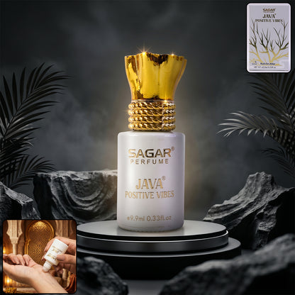 Sagar Java Positive Vibes Roll On Attar, Alcohol Free Long Lasting Fresh Perfume Oil for Men and Women, 9.9 ml