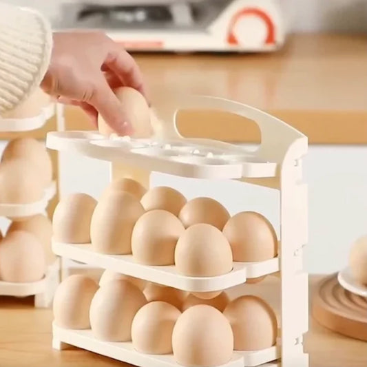 Plastic Foldable Egg Tray 24 Grid 3 Layer Flip Type Egg Storage Box Refrigerator Egg Holder Organizer with Foldable Design (1 Pc)