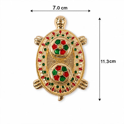 Tortoise Shaped Kankavati Kumkum Holder, Decorative Golden Roli Chawal Box for Puja, Tilak, Home Temple and Festive Rituals (1 Pc)