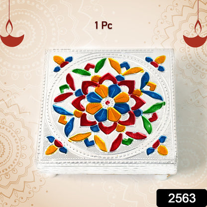 Handcrafted Meenakari Wooden Chowki for Puja | Decorative Multicolour Wooden Bajot Stand for God Idols, Pooja Thali, Kalash and Home Temple Décor
