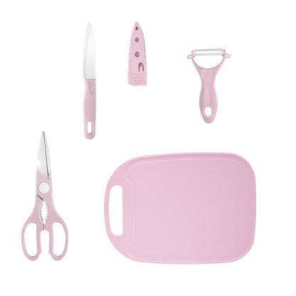 Mini Travel Cutting Board Set 4 Pieces Portable Camping Kitchen Knife Peeler Scissors and Chopping Board Set for Travel and Outdoor Use