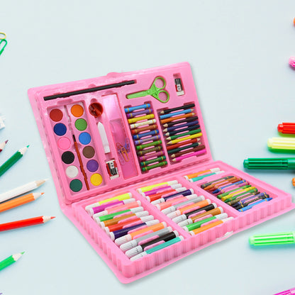 86 Pieces Kids Art Set Drawing and Coloring Kit – Portable Painting Supplies with Crayons, Color Pencils, Watercolors, Markers and Carry Case – Mix Colors