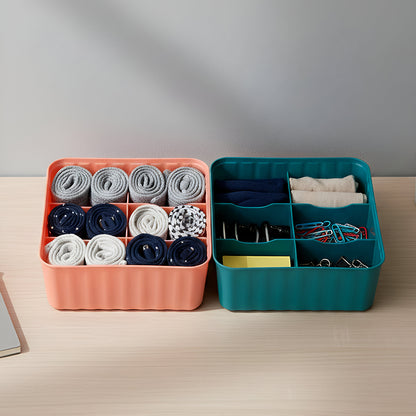 Square Organizer Box With 6 Compartments (Set Of 2)