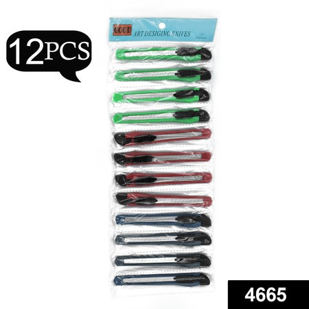Heavy Duty Paper Cutter Knife | Retractable Utility Cutter with Sharp Snap-Off Blade | Multipurpose Stationery and Craft Cutting Tool for Office, Home, School and DIY (12pcs)