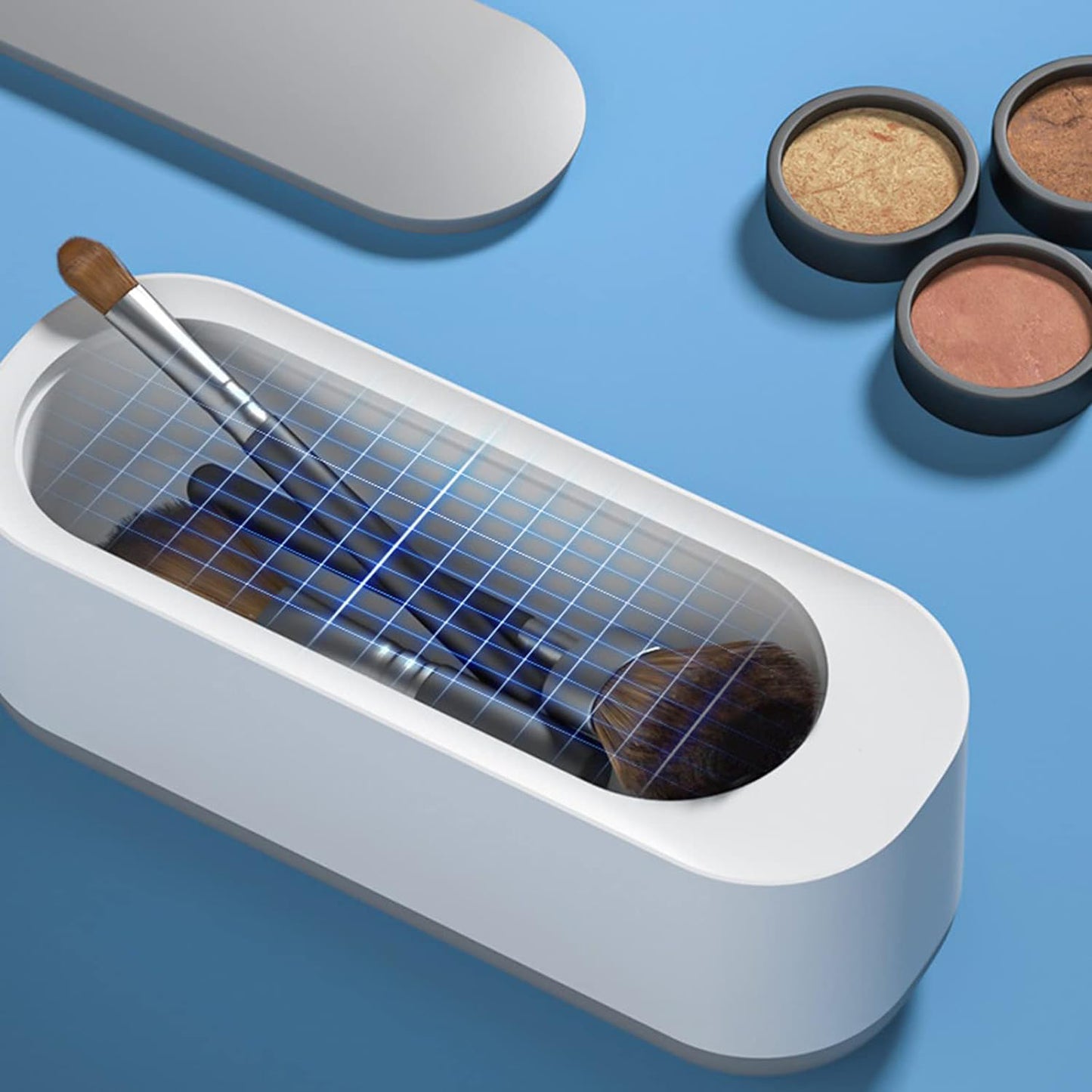 Portable Ultrasonic Jewellery Cleaning Machine for Rings Glasses Watches Coins Retainers Makeup Brushes and Accessories High Frequency Cleaner (Battery Not Included)