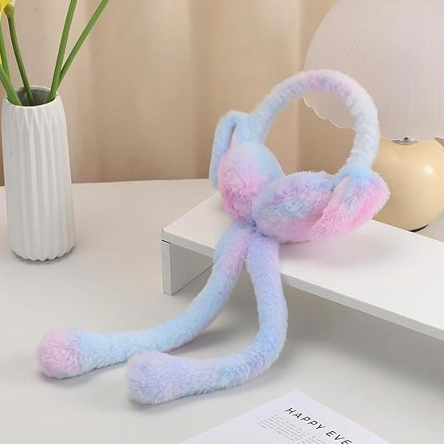 Soft Plush Winter Earmuffs for Kids with Long Hanging Straps, Comfortable Noise-Shielding Ear Covers for Cold Weather Outdoor Use & Daily Wear (1 Pc)