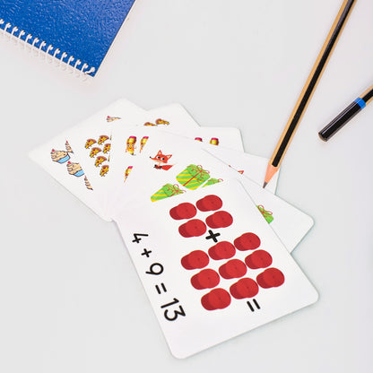 Wooden Math Time for Kids Educational Math Card Game with Number Blocks and Flashcards for Addition and Subtraction Learning