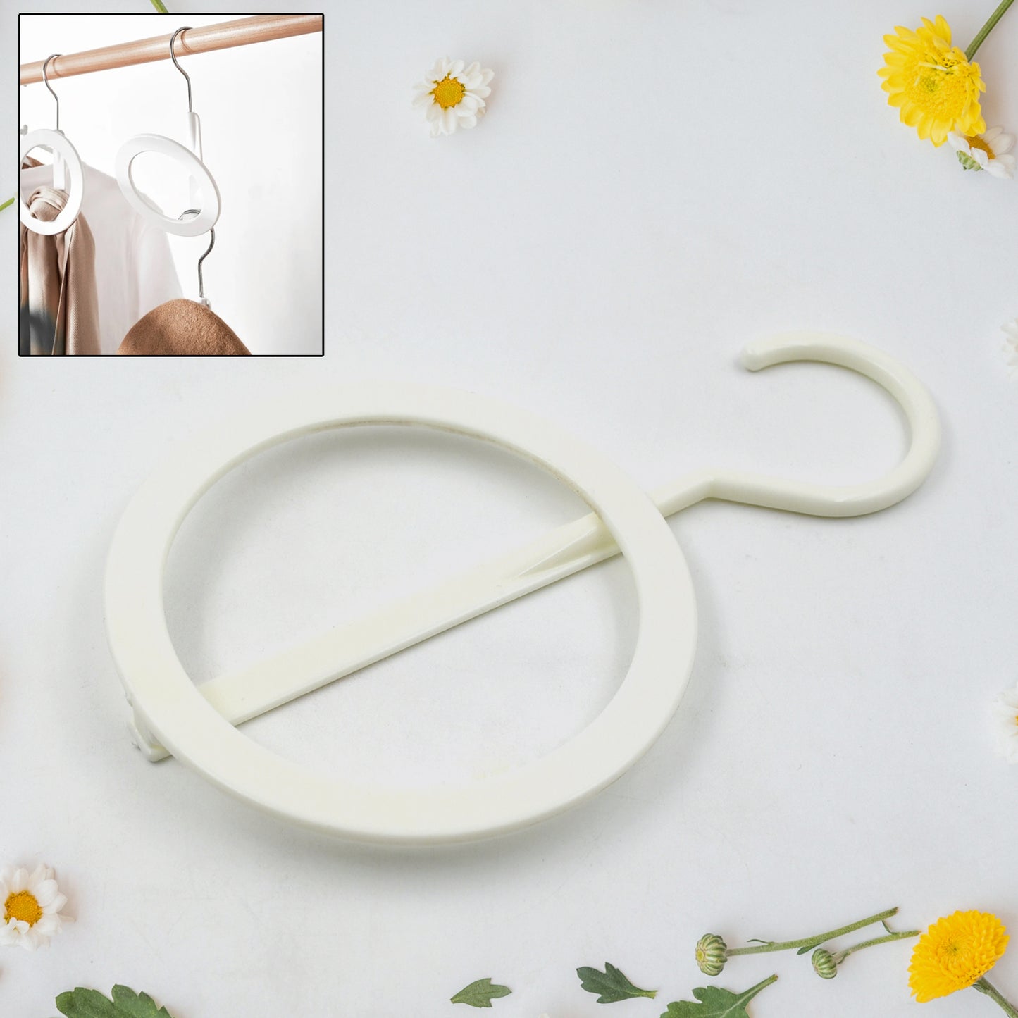 Plastic Circle Hat Hanger Organizer | Foldable Multi Ring Closet Hanger for Caps, Scarves, Towels, Bags and Accessories | Space Saving Storage Hook (1 Piece)