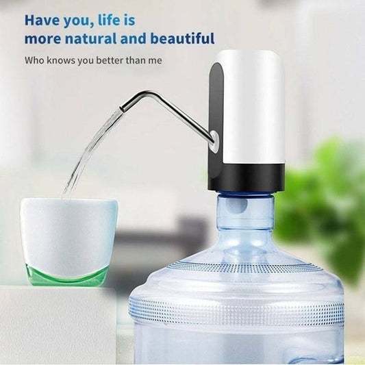 USB Rechargeable Automatic Drinking Water Dispenser Pump with Stainless Steel Spout Portable One Touch Water Bottle Pump for 20 Litre Water Cans (1 Piece)