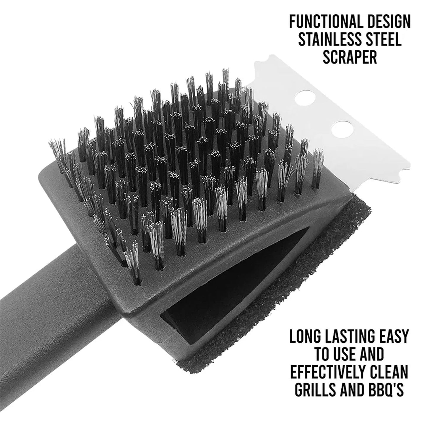 Black 2 Side Cleaning Brush with Scraper and Wire Brush Multi-Purpose Garage Bathroom and Household Cleaning Tool