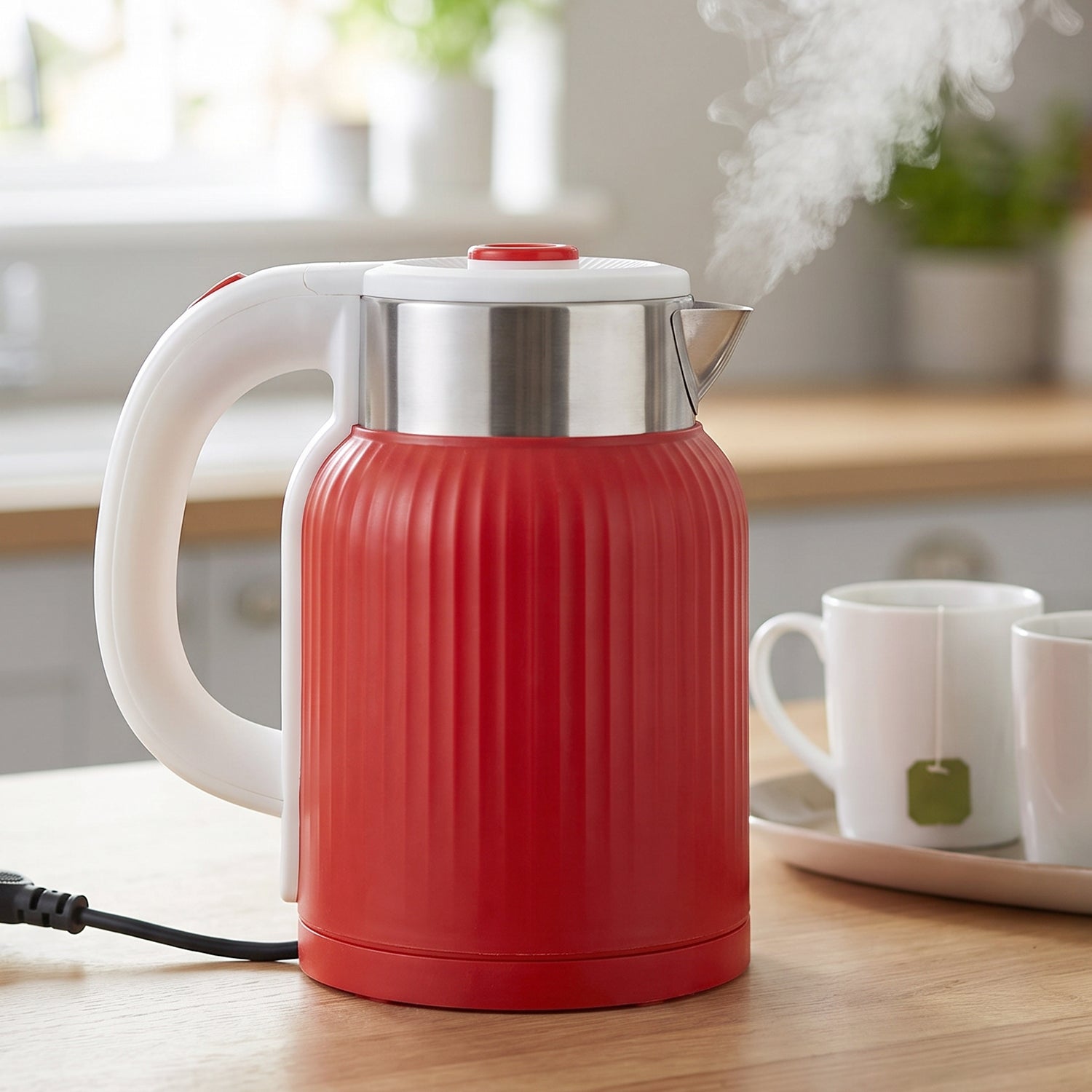 Electric Kettle 2 Litre 1500W Fast Boiling Cordless Kettle for Tea, Coffee, Milk and Hot Water with Auto Shut Off Red (1 Pc)
