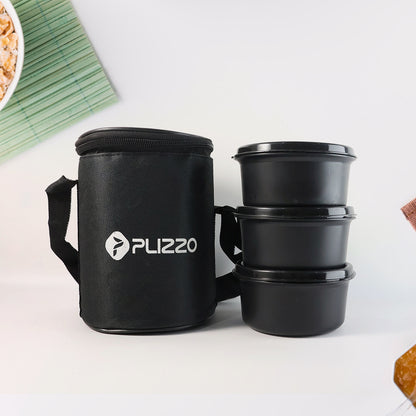 Insulated Stainless Steel Tiffin Lunch Box Set with Carry Bag – 3 Inner Containers Food Storage Lunch Set for Office, School & Travel (1 Set)