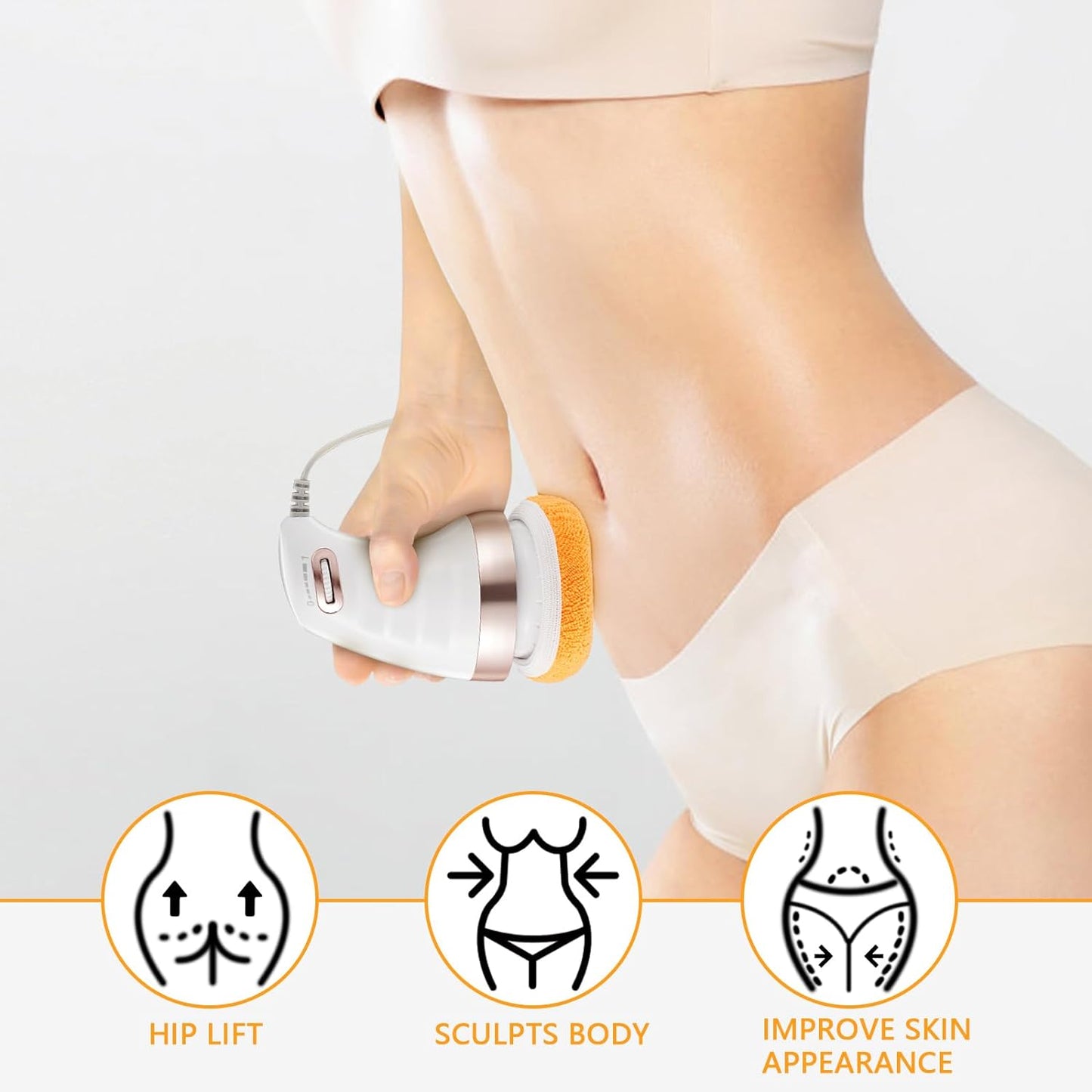 Body Sculpting Electric Handheld Massager with 3 Washable Massage Pads Adjustable Speed Body Shaping Massager for Belly, Waist, Legs, Arms, Back and Butt (1 Pc)