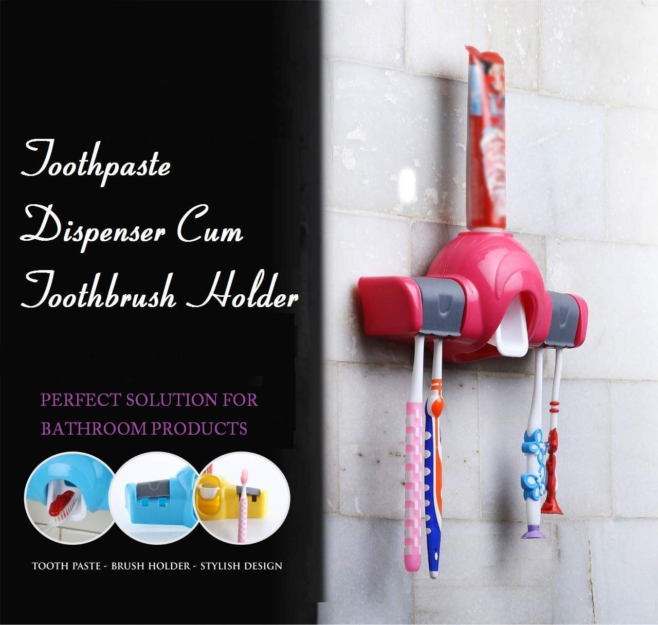 Automatic Push Toothpaste Dispenser and Wall Mounted Toothpaste Squeezer – Hands-Free Bathroom Organizer