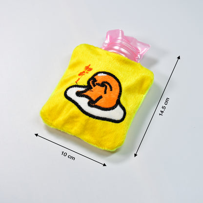 Yellow Duck Head Small Hot Water Bag with Soft Cover – Portable Natural Rubber Heat Therapy Bottle for Pain Relief, Menstrual Cramps, Neck, Shoulder, Back and Hand Warmer