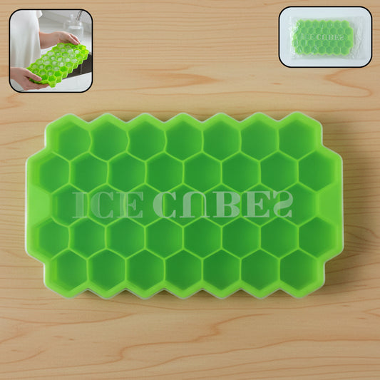 Premium Honeycomb Silicone Ice Cube Tray with Lid, Hexagon Ice Maker Mold for Freezer, Flexible Easy Release Ice Mold for Treats (1 Pc)