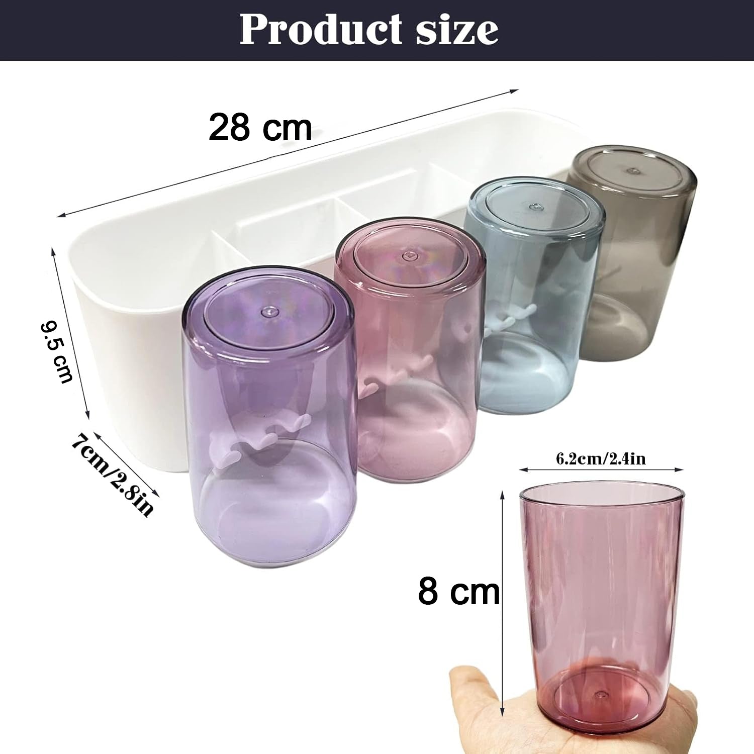 Wall Mounted Toothbrush Holder Set with 4 Inverted Cups & Multi-Slot Organizer – Bathroom Toothpaste, Razor & Grooming Accessories Stand (1 Set)