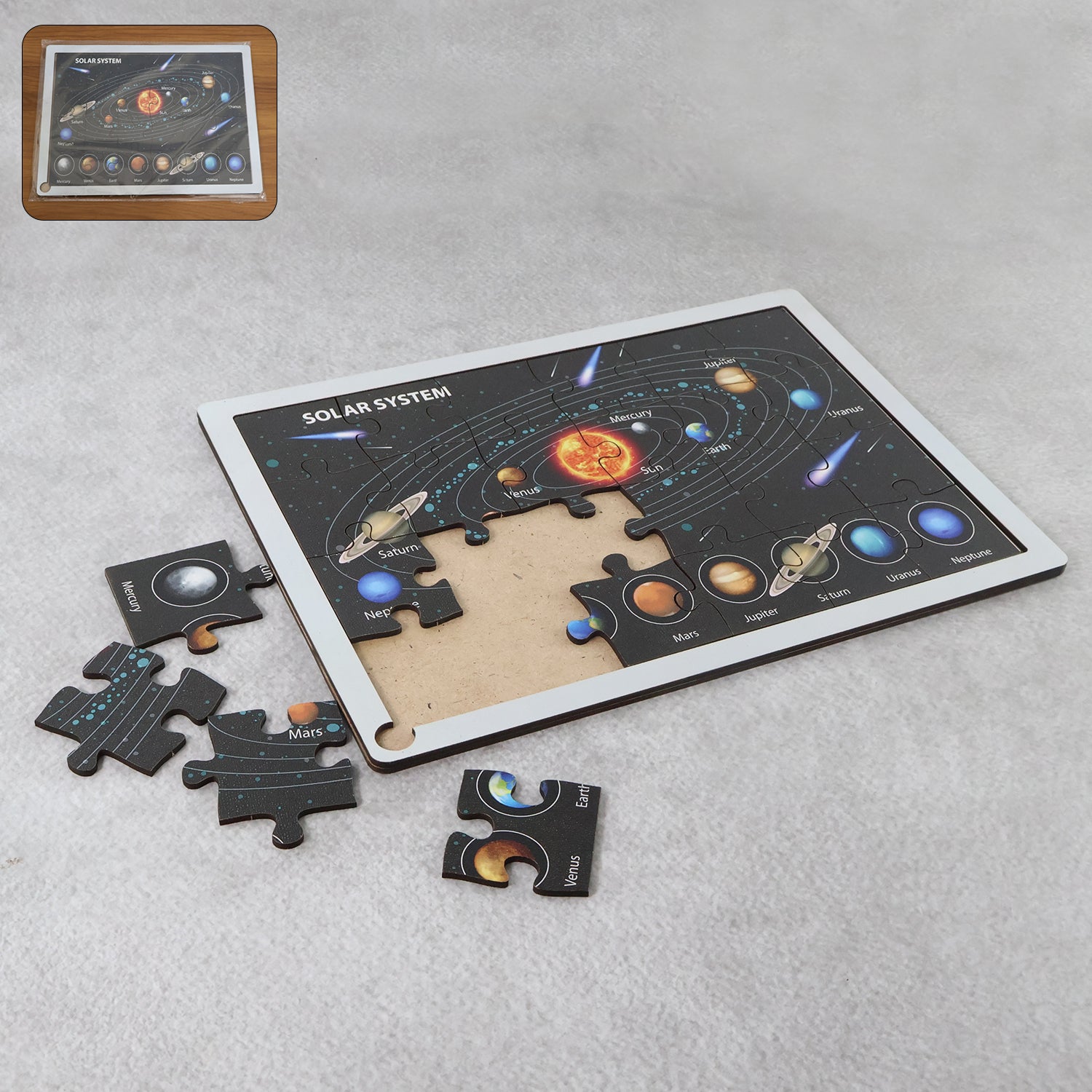 Wooden Puzzle Learning Board For Kids - (1 Pc Mix Design Random)