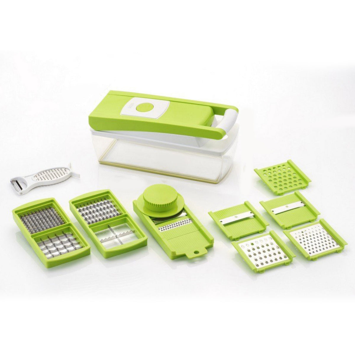 House of Sensation Snowpearl 14-in-1 Quick Dicer with Stainless Steel Blades for Vegetable and Fruit Chopping