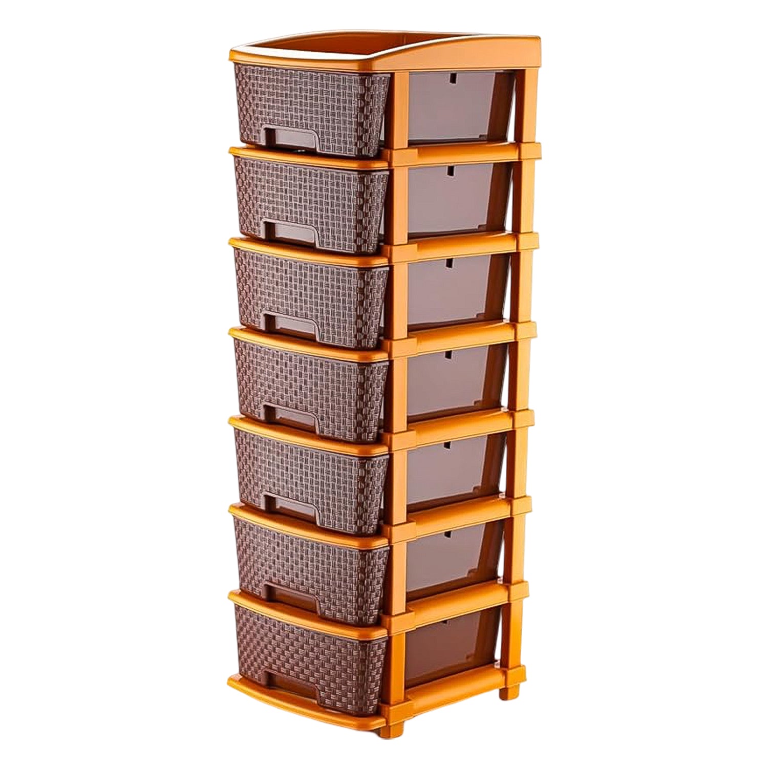 7 Layer Multipurpose Plastic Storage Drawer Organizer Stackable Cabinet with Woven Texture for Clothes Toys Office Supplies Bedroom and Home Storage (1 Pc)