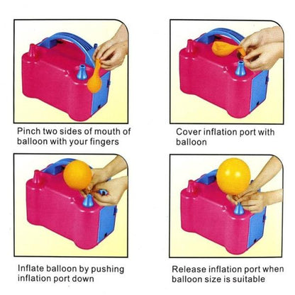 Portable Dual Nozzle Electric Balloon Blower Pump Inflator Machine for Birthday, Wedding, Party and Event Decoration