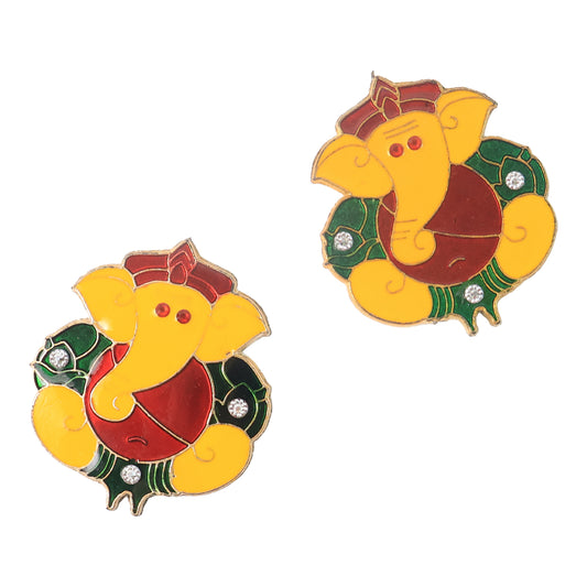 2 Pcs Decorative Lord Ganesha Wall Hanging Stickers Colorful Ganpati Wall Decor for Home Office Temple and Festive Decoration