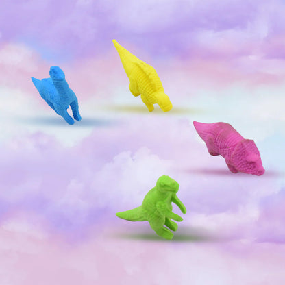 Small Dinosaur Shaped 3D Puzzle Erasers for Kids Soft Rubber Animal Erasers Desk Pets School Stationery Set (4 Pieces)