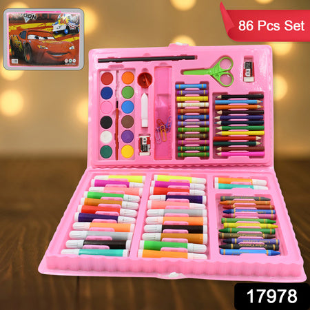 86 Pieces Kids Art Set Drawing and Coloring Kit – Portable Painting Supplies with Crayons, Color Pencils, Watercolors, Markers and Carry Case – Mix Colors
