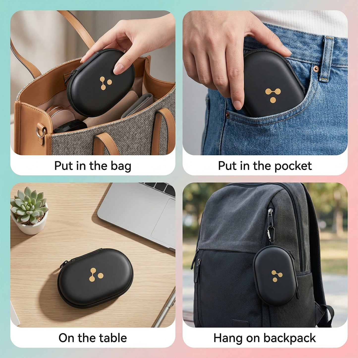 Wireless Earbuds Hard Shell Carry Case Protective Zipper Storage Pouch for AirPods Bluetooth Earphones Charging Cable and Small Accessories (1 Pc)