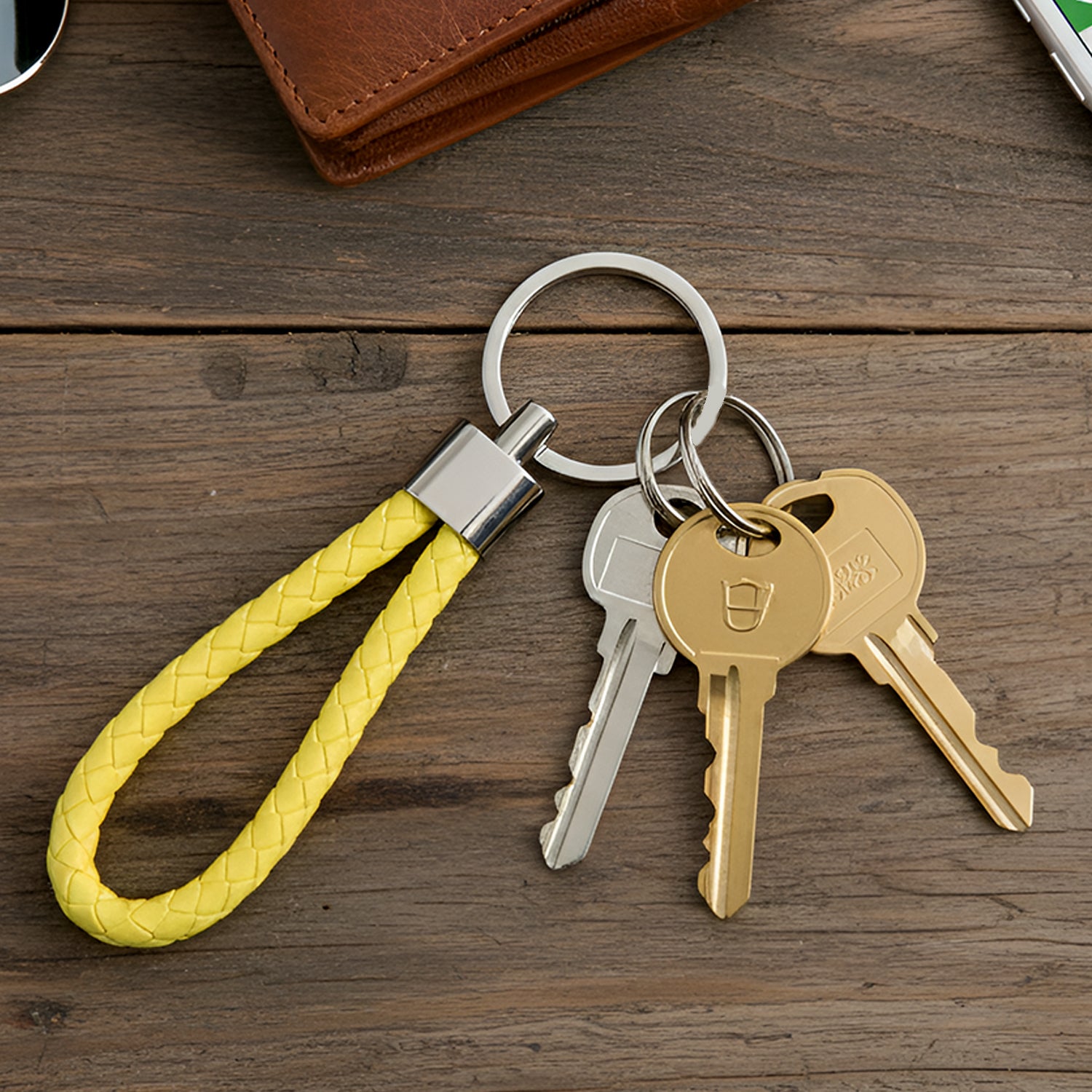 Braided Loop Keychain Set with Metal Key Ring for Home & Office Use – Stylish Handheld Accessories for Daily Carry (4 Pcs)