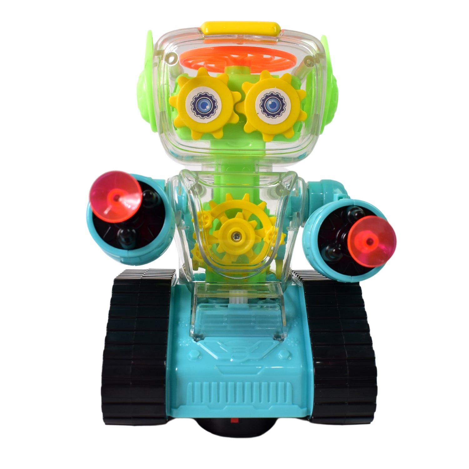 Gear Robot Car for Kids, Transparent Electric Robot with Realistic Sound &amp; Light, Bump &amp; Go Automatic Toy Robot