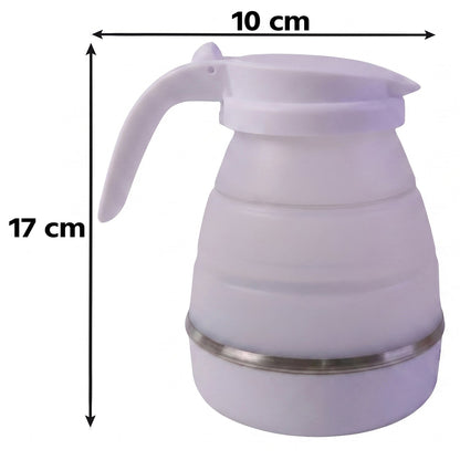 Collapsible Travel Electric Kettle 600ml Foldable Portable Silicone Water Boiler for Tea, Coffee, Milk, Instant Noodles and Hot Water with Detachable Power Cord (1 Pc)