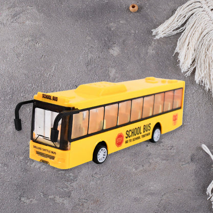 Inertia School Bus Toy for Kids, High Simulation Yellow Mini Bus Model Car, Friction Powered Plastic Vehicle Toy (1 Pc)