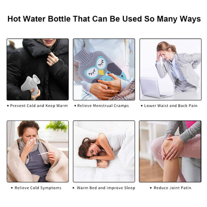 Doraemon Small Hot Water Bag with Soft Cover – Portable Natural Rubber Heat Therapy Bottle for Pain Relief, Menstrual Cramps, Neck, Shoulder, Back and Hand Warmer