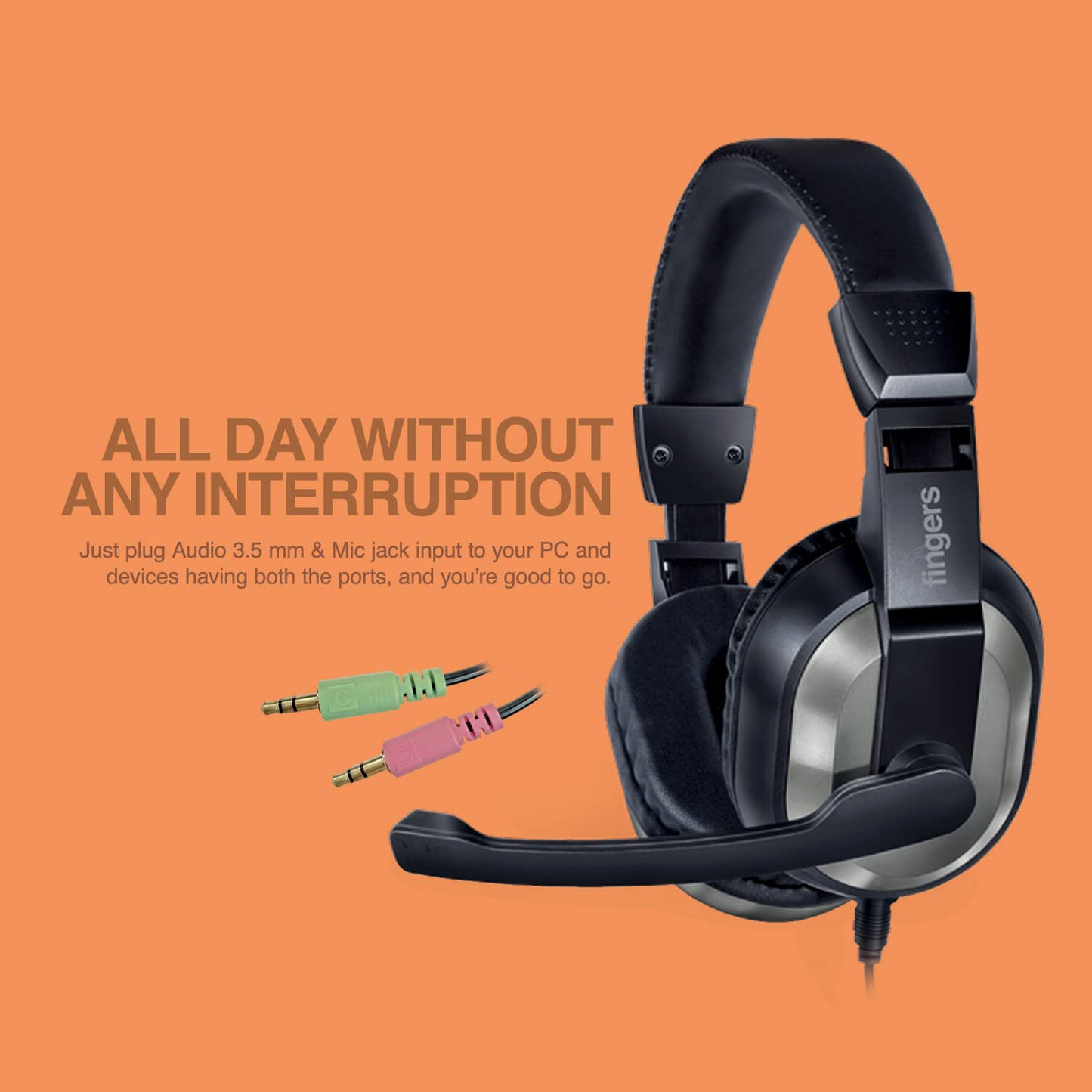 Wired Headphone Set with Adjustable Headband and Noise-Isolating Mic – Stereo Audio Headphones for Work, Calls and Entertainment (1 Pc)