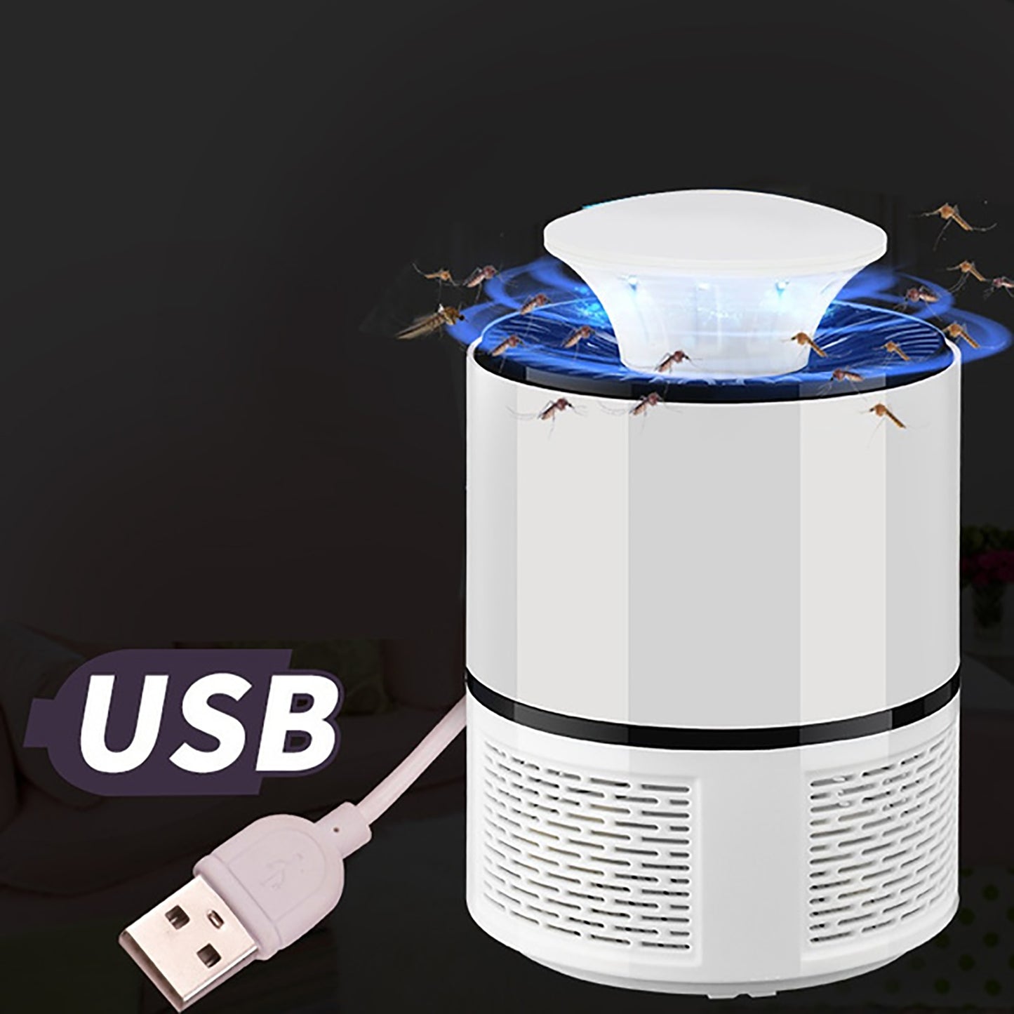 Natation Electronic LED Mosquito Killer Lamp – USB Powered Mosquito Trap Machine with Silent Fan for Home, Office and Camping