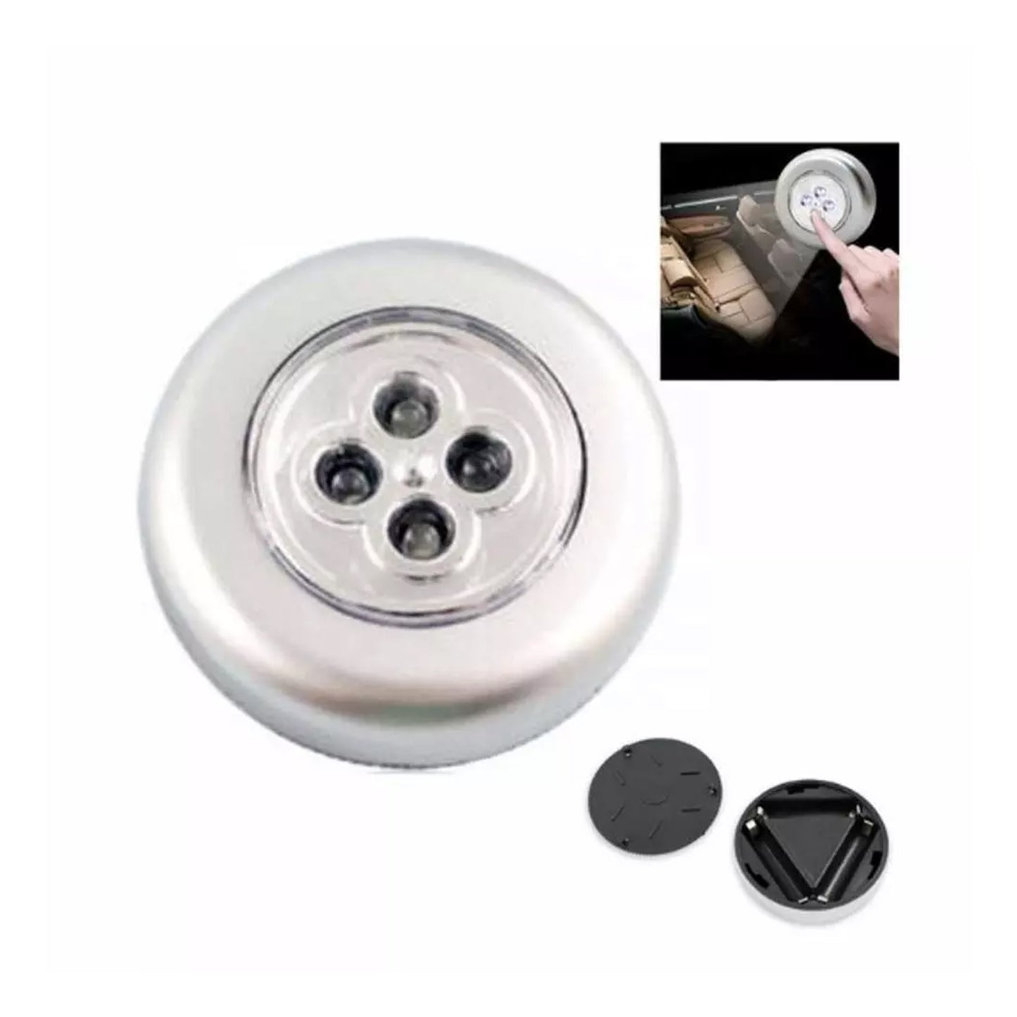 Round LED Battery Powered Stick Tap Night Light Wireless Push Light for Bedroom Kitchen Wardrobe Closet Cabinet Car and Camping (1 Piece)