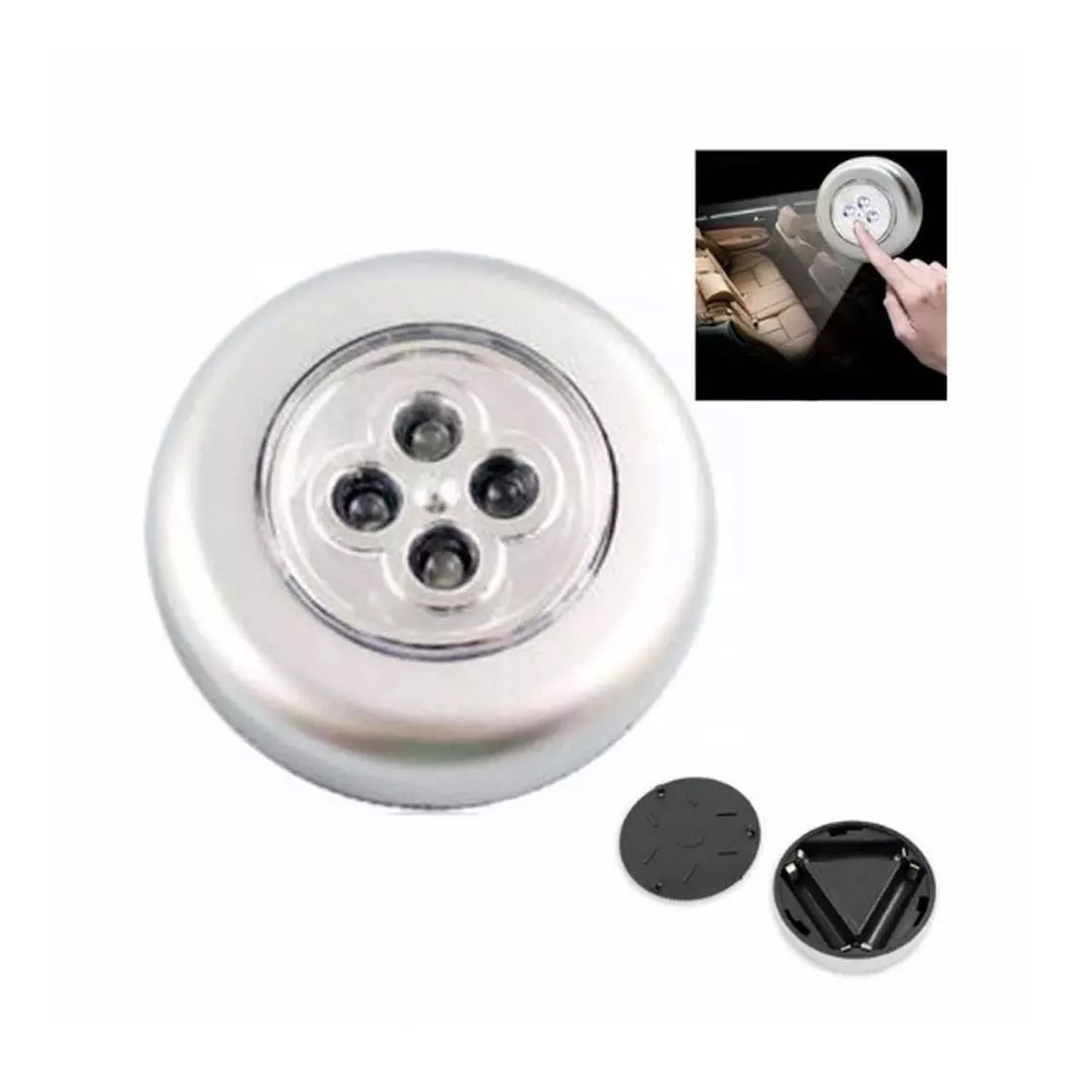Round LED Battery Powered Stick Tap Night Light Wireless Push Light for Bedroom Kitchen Wardrobe Closet Cabinet Car and Camping (1 Piece)