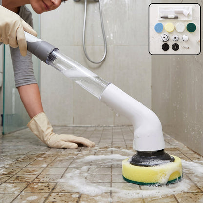 Multi Function Plastic Cleaning Brush Set with Long Handle and Interchangeable Heads for Bathroom, Kitchen and Home