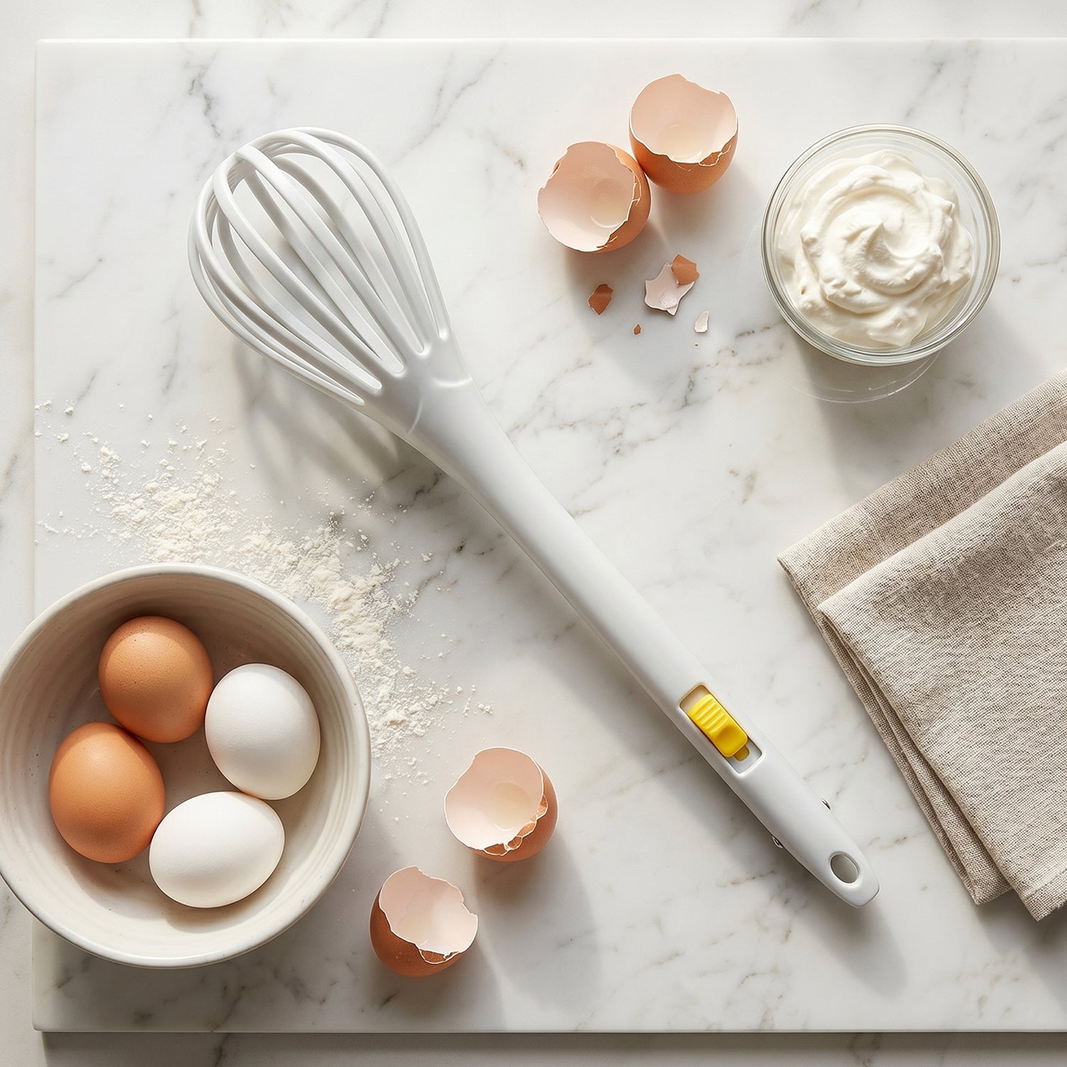 Manual Egg Beater Food Grade Plastic Hand Whisk and Noodle Grabber for Eggs Cream Batter Mixing Baking Cooking Pasta and Kitchen Use (1 Pc)