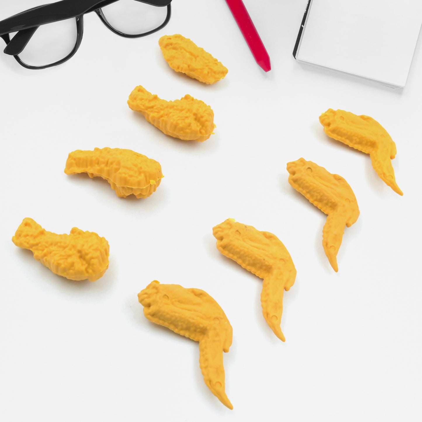 Chicken Wings and Chicken Legs Shape Eraser Set – Cute Novelty Pencil Erasers for School, Office and Party Favors (Pack of 8)