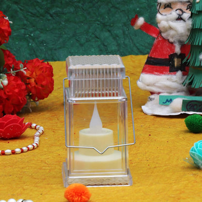 Set of 4 LED Flameless Lantern Style Decorative Candles Battery Operated Warm Tealight Lamps for Home Festivals Mandir Weddings Parties and Table Decoration