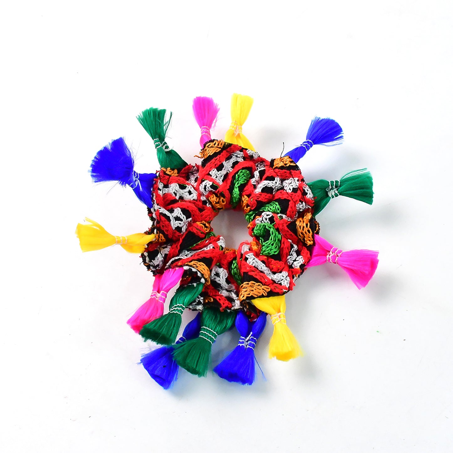 Traditional Multicolor Navratri Hair Bun Juda Accessory with Tassels – Ethnic Hair Scrunchie for Women and Girls