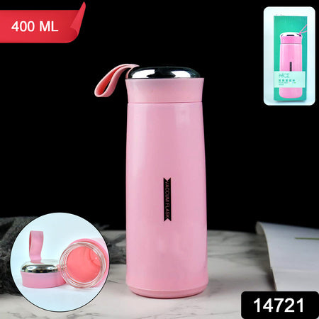 Outdoor Sport Glass Water Bottle 400ml | Leak-Proof, BPA-Free | Hot & Cold Water Bottle (Pink)