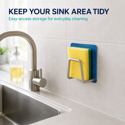 Self Adhesive Sink Sponge Holder With Stainless Steel Wire Kitchen Storage Caddy