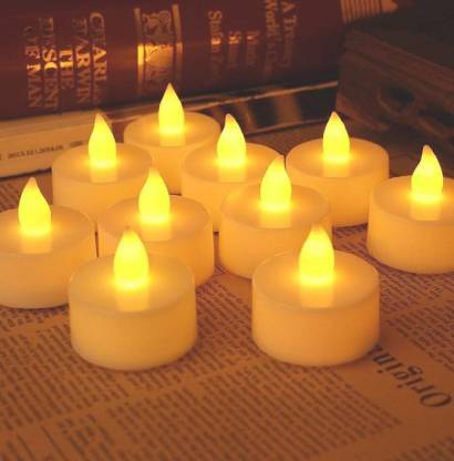 LED Flameless Tealight Candles White Battery Operated Flickering Tea Lights for Diwali, Weddings, Parties, Home Decoration and Festival Décor (1 Set)