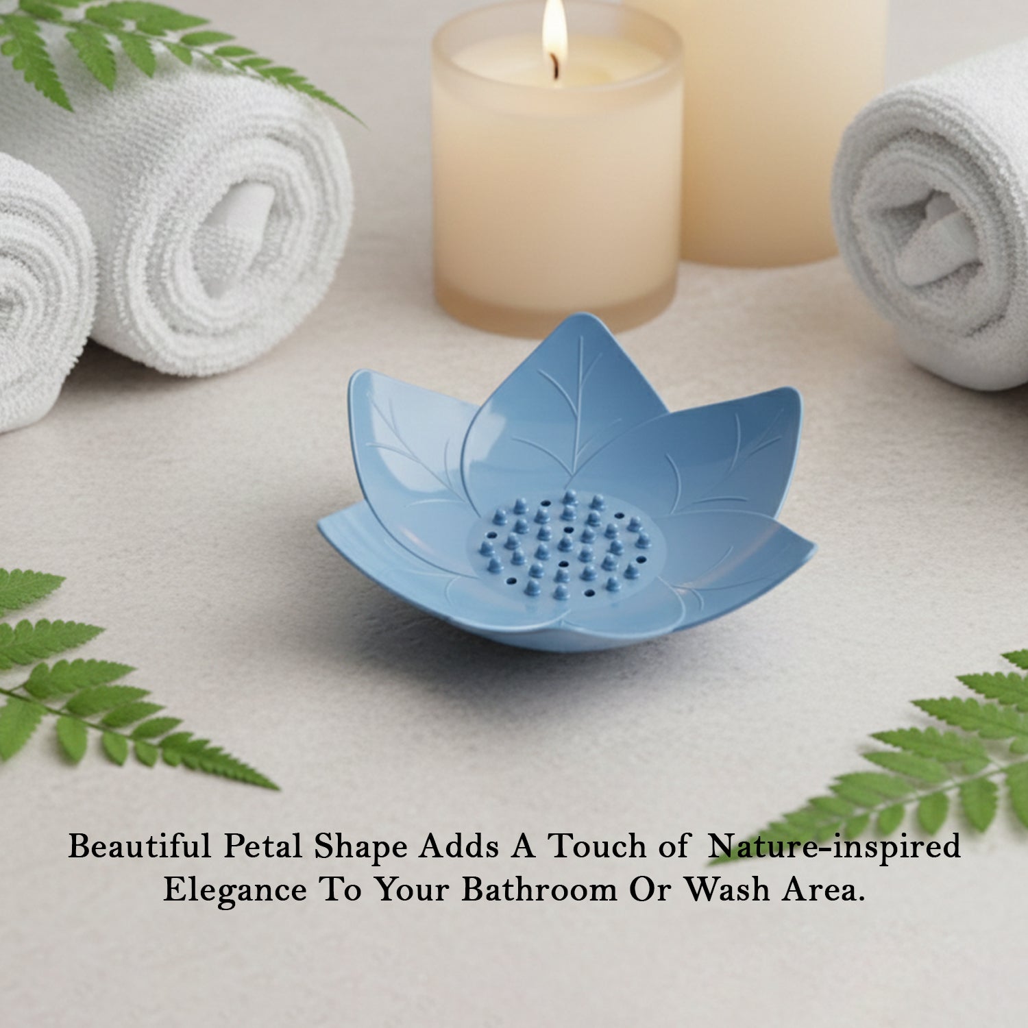 Supermom 3-Piece Lotus Blossom Soap Holder Set for Bathroom, Kitchen Sink &; Washbasin | Fast-Drain Floral Soap Dish, Non-Slip Hygienic Decorative Soap Stand (3 Pcs)