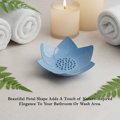 Supermom 3-Piece Lotus Blossom Soap Holder Set for Bathroom, Kitchen Sink &; Washbasin | Fast-Drain Floral Soap Dish, Non-Slip Hygienic Decorative Soap Stand (3 Pcs)
