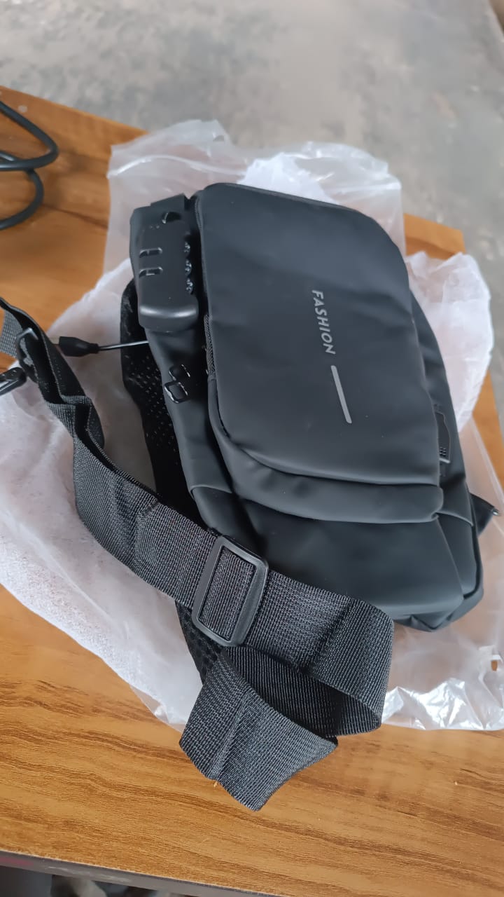 Trendy Anti-Theft Crossbody Sling Bag with USB Charging Port, Combination Lock and Adjustable Strap for Men and Women